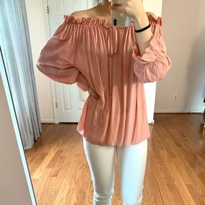 Pink Ruffled Off Shoulder Top